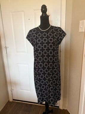 Merona Black and White Dot-Grid Midi Dress